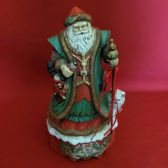 VTG Porcelain Santa Musical Plays Santa Claus Is Coming To Town Merry Ole Soul I - Picture 12 of 13